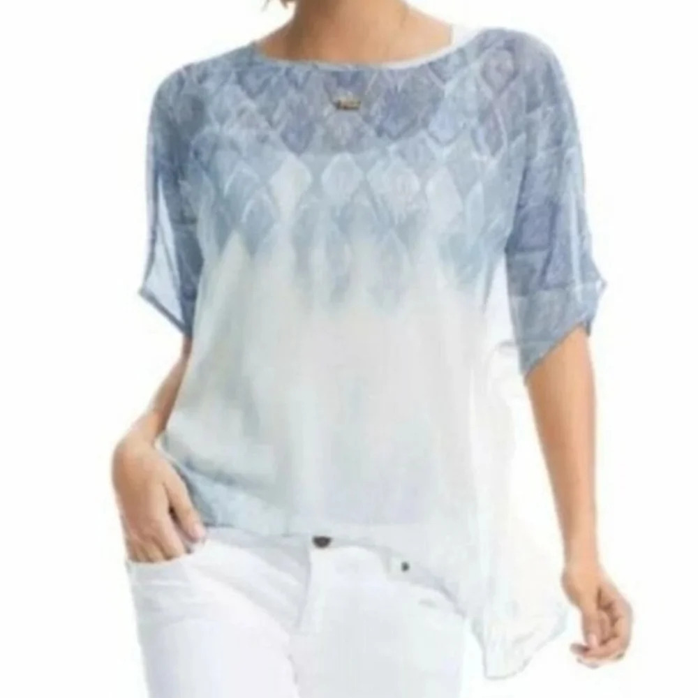 CABI Oversized Layered Top Blouse Coastal Beachy Sheer Angelcore